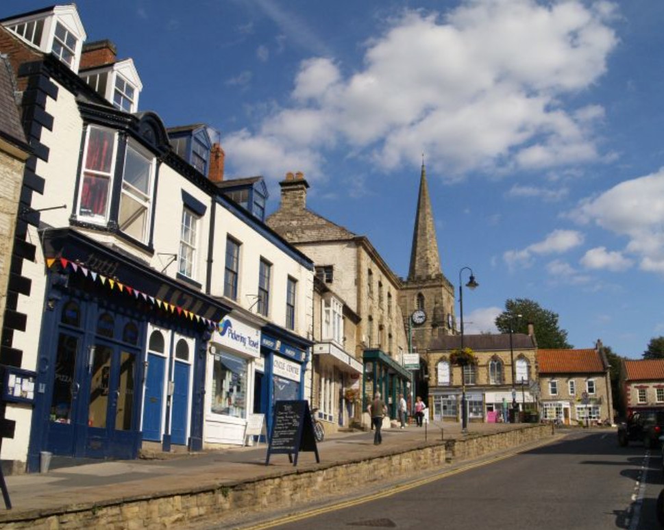 Independent shopfronts around Pickering Market Place, where the Monday market is held